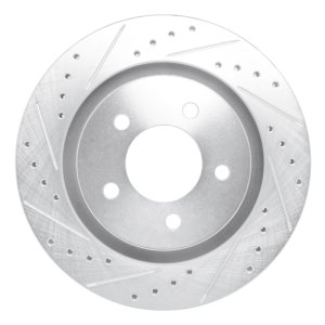 Chrysler Concorde Brake Rotor (1) - Front Left - R1 Concepts - Drilled & Slotted - Silver - `99-`04